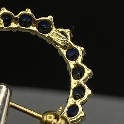 14k Sapphire Halo Brooch Pin