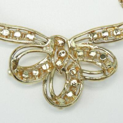 Vintage Pearl Bead & Crystal Rhinestone Gold Tone Necklace