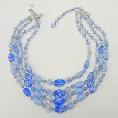 Two Vintage Glass Bead Multi-Strand Necklaces