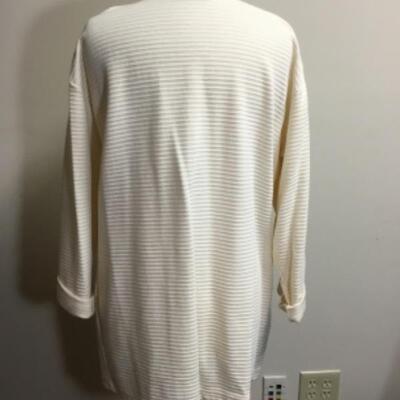 vintage ivory ribbed cardigan sweater with gold buttons and 3/4 sleeves by Jaclyn Smith Sport size L large