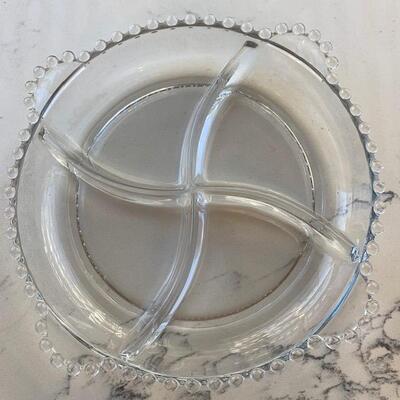 LOT 74 Depression Glass Round Divided Dish Candlewick