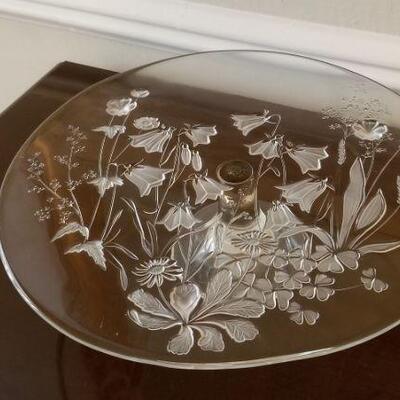Lot #101  Glass Cake Plate with Lily of the Valley motif
