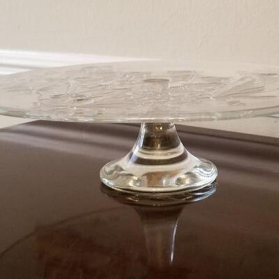 Lot #101  Glass Cake Plate with Lily of the Valley motif