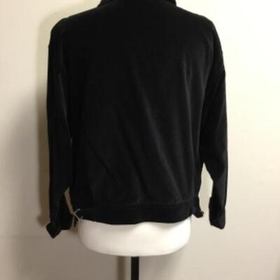 vintage black velvet zip up jacket with collar, size M medium 100% cotton by Essentials Style