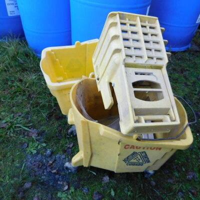 Set of Commercial Janitorial Buckets with One Wringer (A)