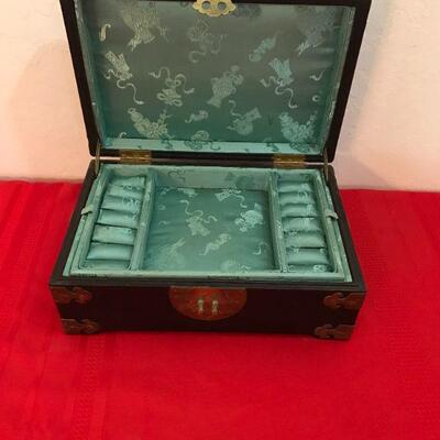 Asian Jewelry Box With Brass Trim
