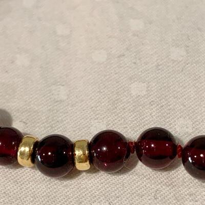 LOT 131  FINE JEWELRY NATURAL GARNET GEMSTONE BEADS w/14K GOLD