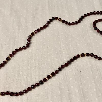LOT 131  FINE JEWELRY NATURAL GARNET GEMSTONE BEADS w/14K GOLD