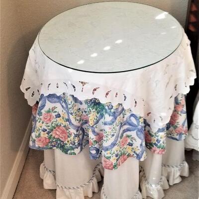 Lot #120  King Bed - set includes two side tables and Bed Linens