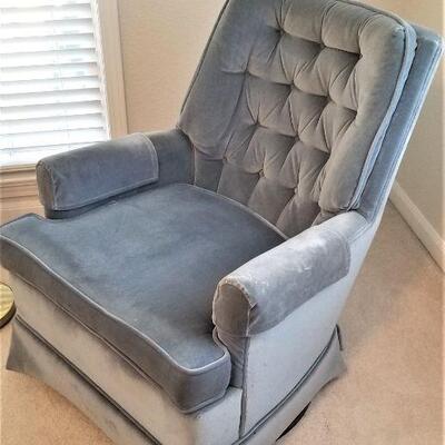 Lot #125  Pair of Upholstered Swivel Rockers - good condition