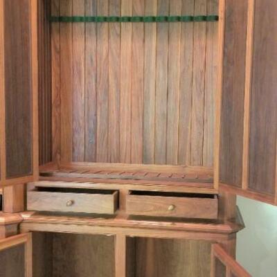 Lot #129  Incredible Custom Hardwood Wall Unit - Breaks Down