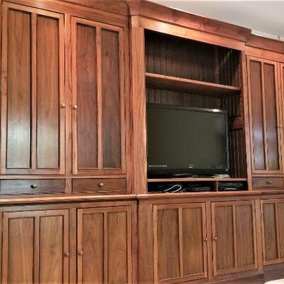Lot #129  Incredible Custom Hardwood Wall Unit - Breaks Down