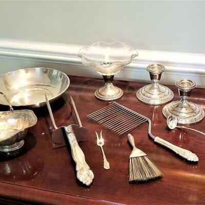 Lot #131  Sterling Silver Lot - Bowls, Cutlery, Candlesticks