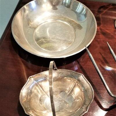 Lot #131  Sterling Silver Lot - Bowls, Cutlery, Candlesticks