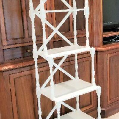 Lot #136  White Painted Display Shelf with bottom drawer