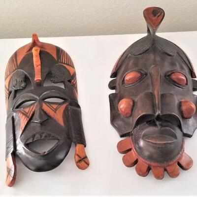 Lot #141  Pair of Carved Wooden African Masks