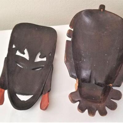 Lot #141  Pair of Carved Wooden African Masks