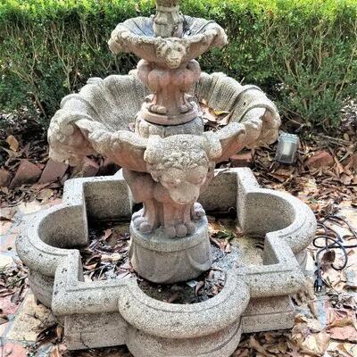 Lot #147  Concrete Outdoor Fountain with Lion Head Motif