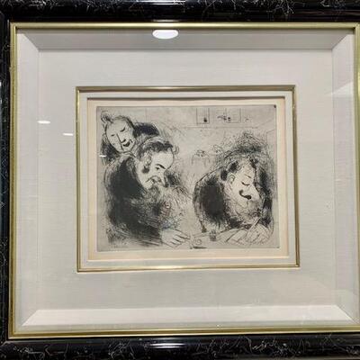 LOT 143 Framed Print by Marc Chagall 3 Men