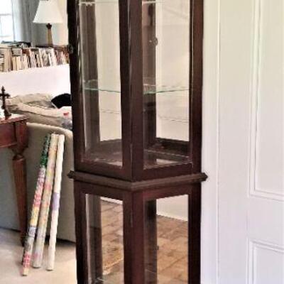 Lot  #152  Cherry Finish Small Lighted Display Cabinet. 
