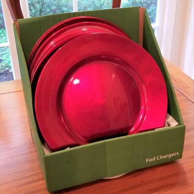 Lot #158  22 Red Chargers for Holiday Table