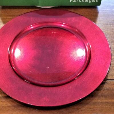 Lot #158  22 Red Chargers for Holiday Table
