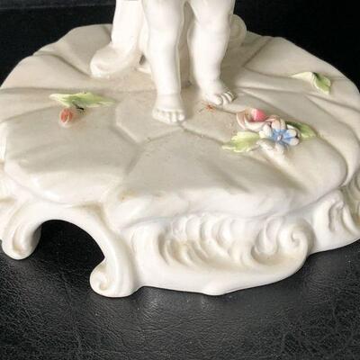 O1: Italian Cherub Porcelain Bowl and Candlesticks