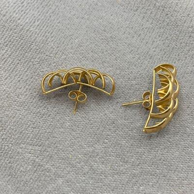 14k Yellow Gold Geometric Abstract Earrings