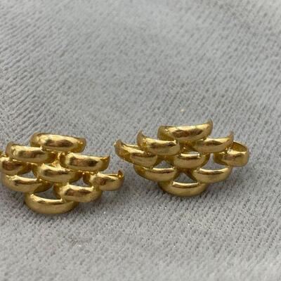 14k Yellow Gold Geometric Abstract Earrings