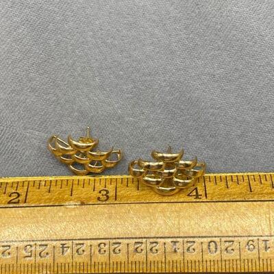 14k Yellow Gold Geometric Abstract Earrings