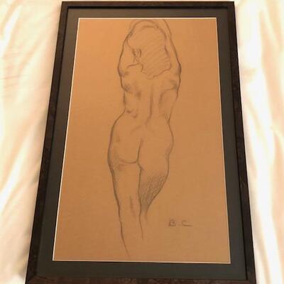 LOT 157 Framed Drawing Ben Carre Nude