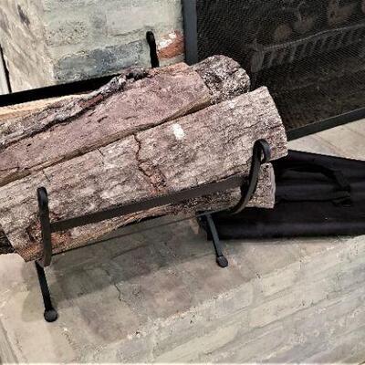 Lot #175  Fireplace Set - Screen, Tool Set, and Log Holder