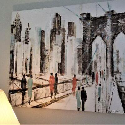 Lot #183  Decorative Canvas - Brooklyn Bridge Crossing