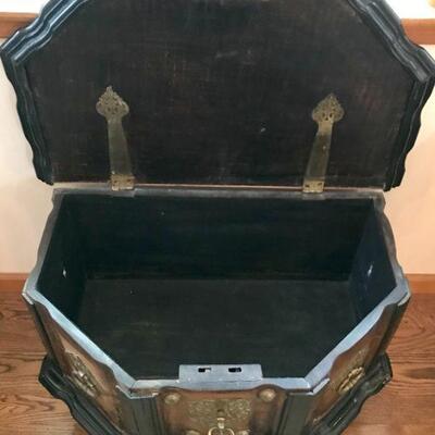 Vintage Wooden Chest With Brass Trim
