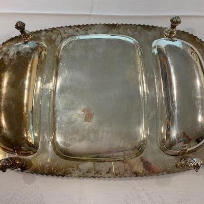 LOT 163 Silver Plate Footed Serving Tray Divided