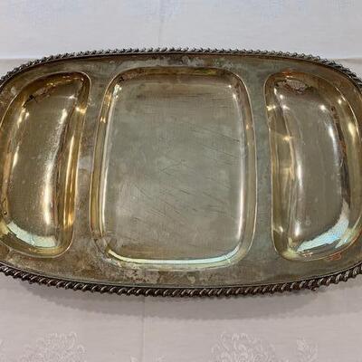 LOT 163 Silver Plate Footed Serving Tray Divided