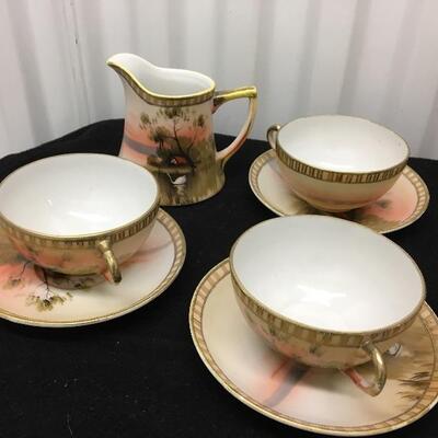 Hand Painted Porcelain Tea Set Vintage Japan