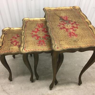 Set of 3 Vintage Italian Florentine Style Nesting Tables
