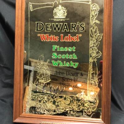 Framed Dewars Scotch Whiskey Mirror