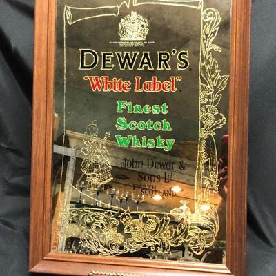 Framed Dewars Scotch Whiskey Mirror