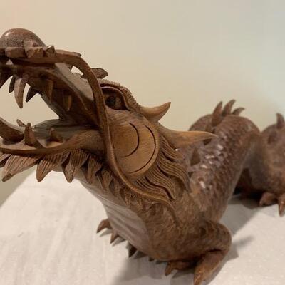 LOT 199 Carved Wood Chinese Dragon 20