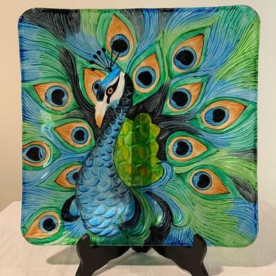 LOT 200 Peacock Art Glass Plate