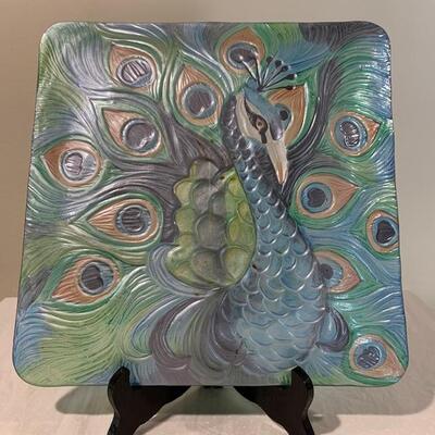 LOT 200 Peacock Art Glass Plate