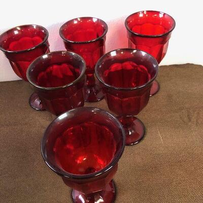 #4 6 Ruby Red Goblets 