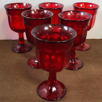 #4 6 Ruby Red Goblets 