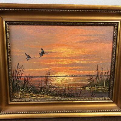#40 Original Oil Painting Geese at the MARSH 