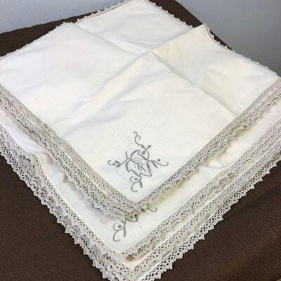 #100 Irish Linen Napkins MAPLE Leaf with Crochet Edge 