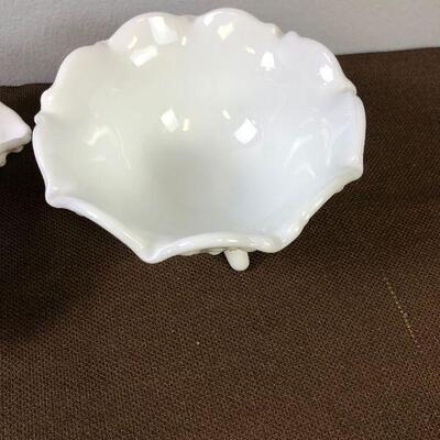 #108 Fenton Hobnail Milk Glass (2) Pieces