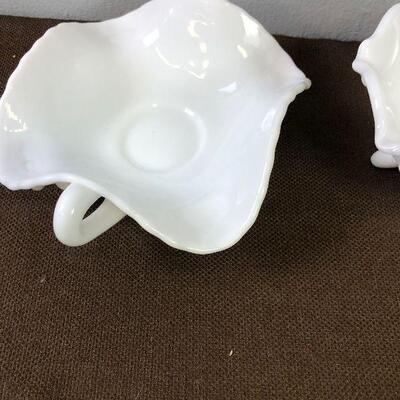 #108 Fenton Hobnail Milk Glass (2) Pieces
