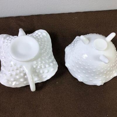 #108 Fenton Hobnail Milk Glass (2) Pieces